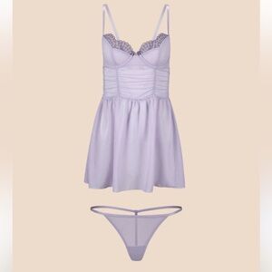Adore Me Lilac Chemise and Thong Set xl